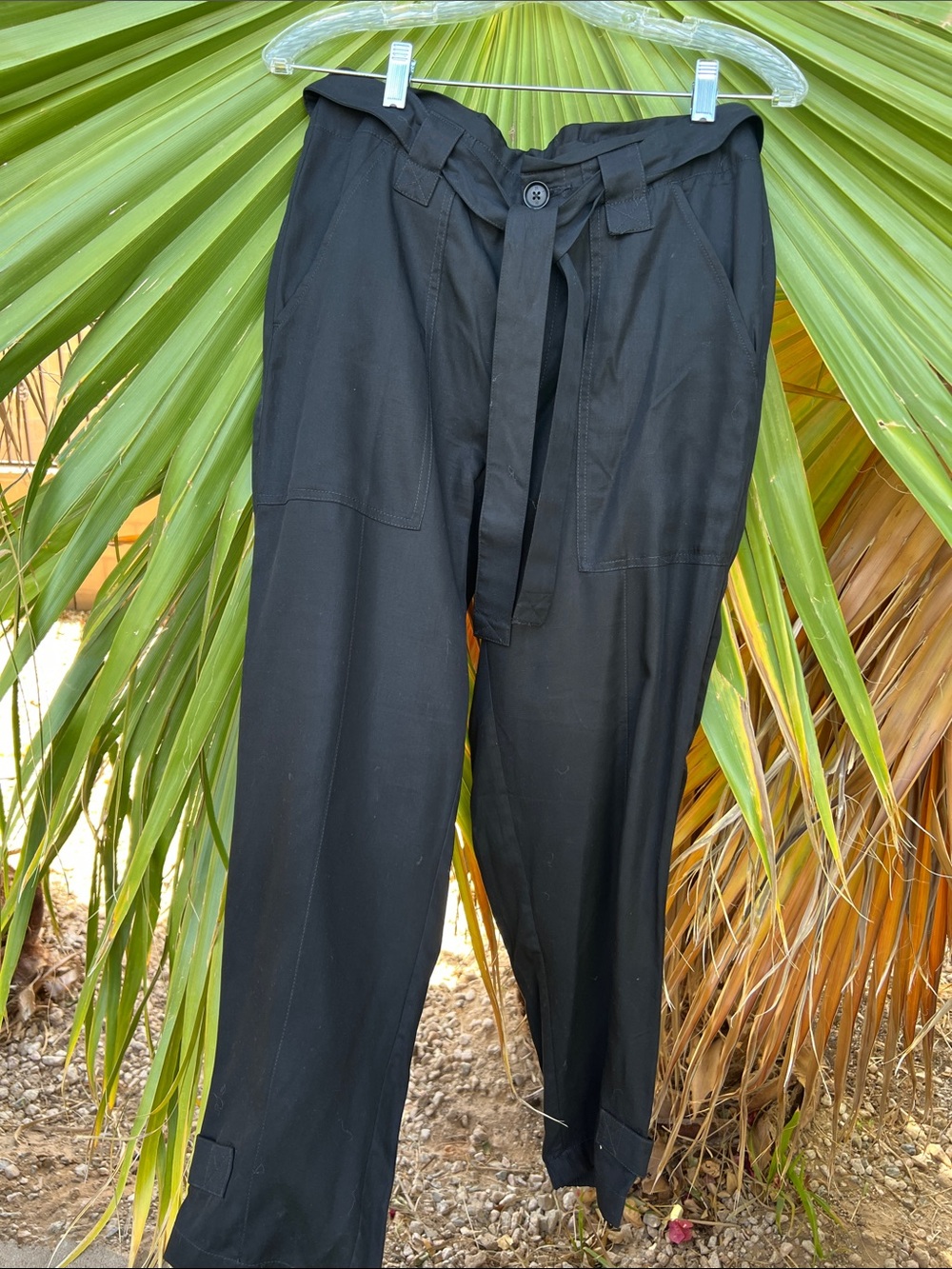 Banana Republic Black Paperbag Waist Tie Cropped Pants